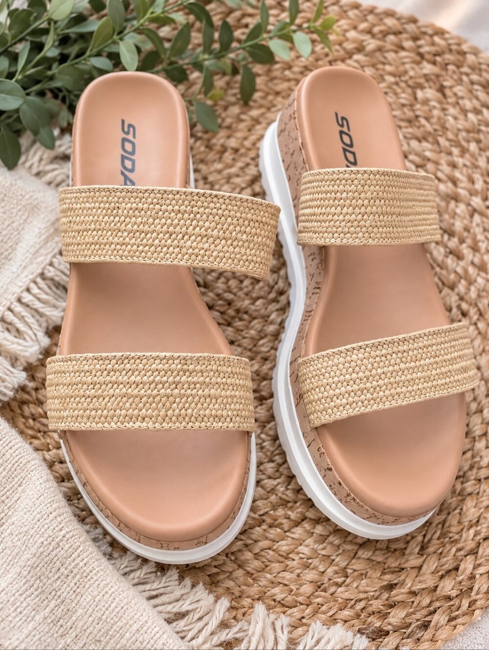 Soda Two-Strap Platform Sandals, Womens Size 8!